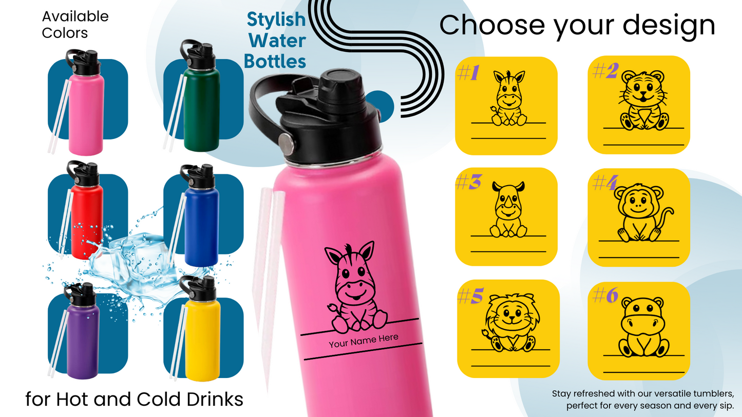 32oz Kids Water Bottle | Baby Animals