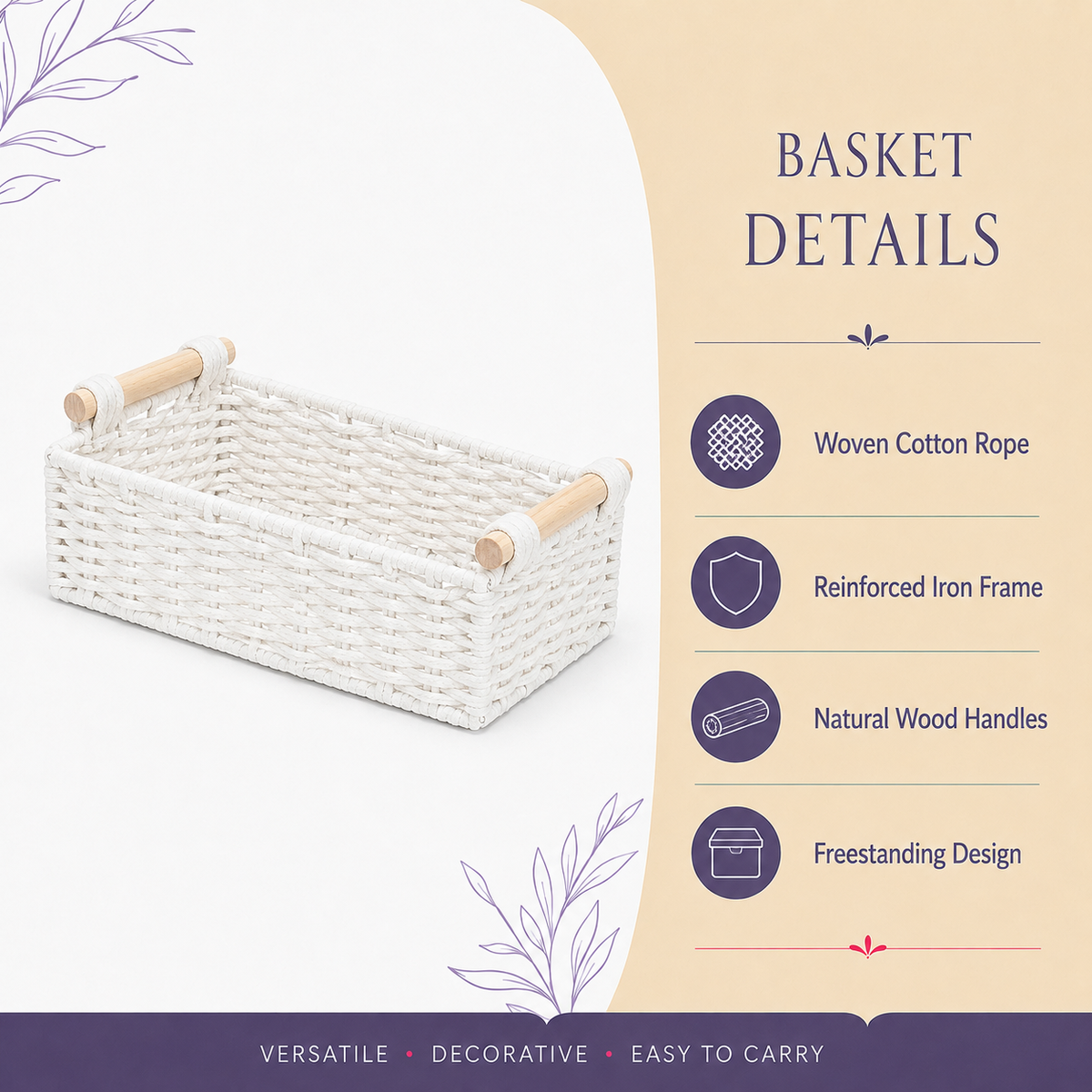 White woven basket detail for personalized Realtor closing gift basket
