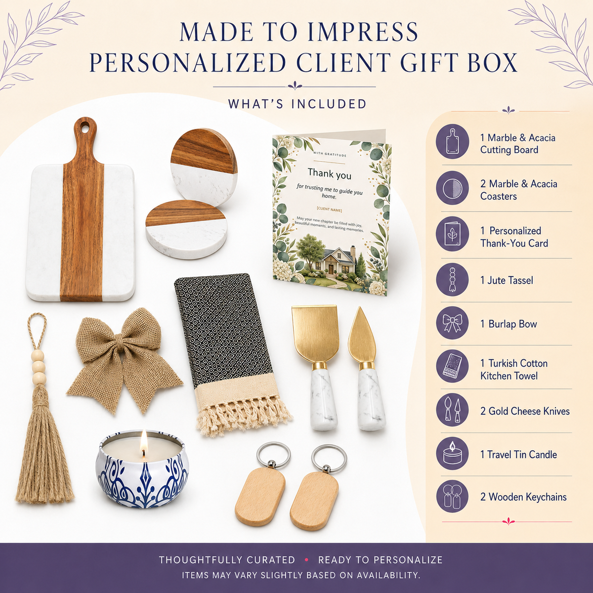 Closed Kintoir Home Sweet Home gift box ready for a Realtor closing or new homeowner gift