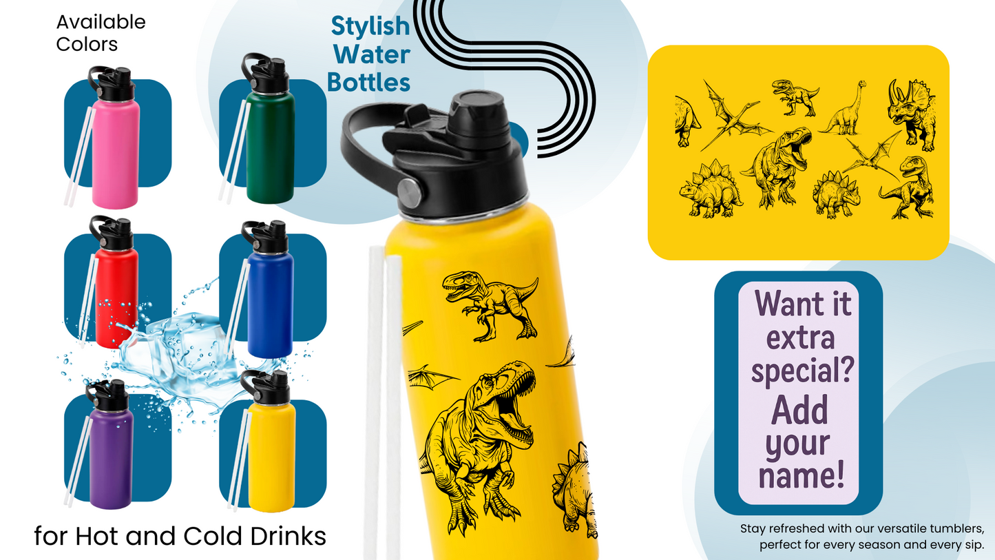 32oz Kids Water Bottle | Dinosaur