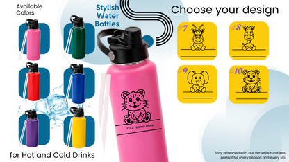 32oz Kids Water Bottle | Baby Animals