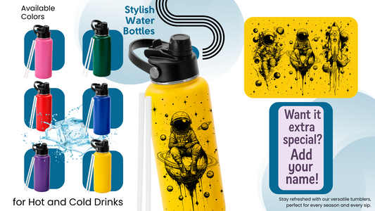 32oz Kids Water Bottle | Astronaut & Spaceship