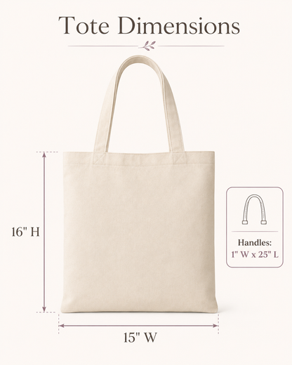 Personalized Realtor tote bag dimensions 15 inches wide by 16 inches high