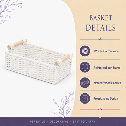 White woven basket detail for personalized Realtor closing gift basket