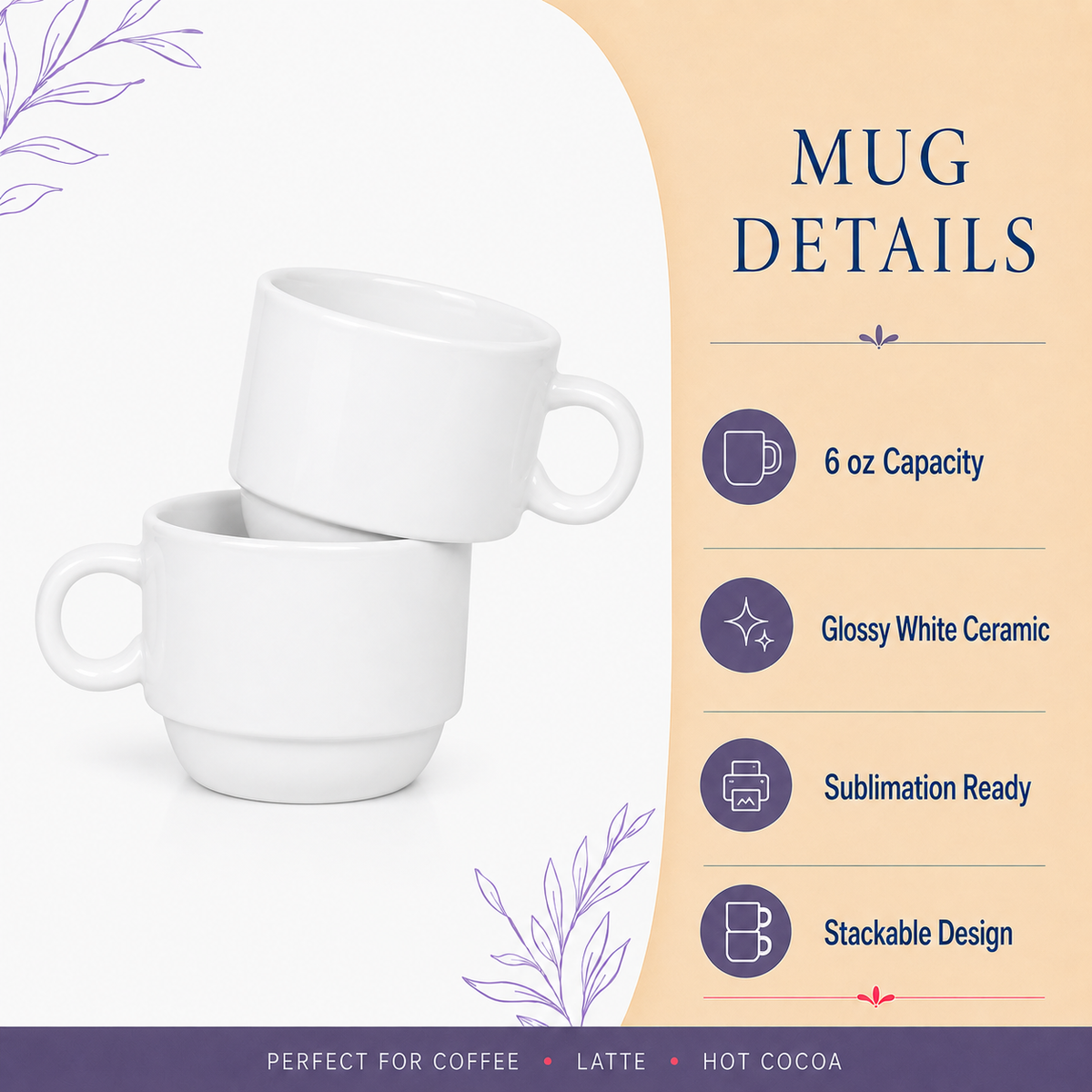 Ceramic mug detail included in Floral Pour Over Coffee Box