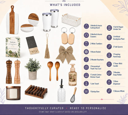 Welcome Home Luxe closing gift basket contents and personalization options
