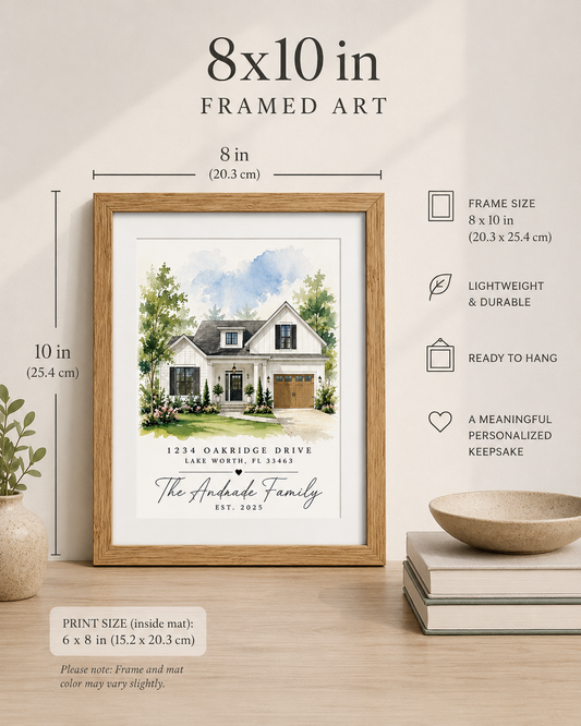 Personalized Watercolor Home Portrait Frame | Kintoir