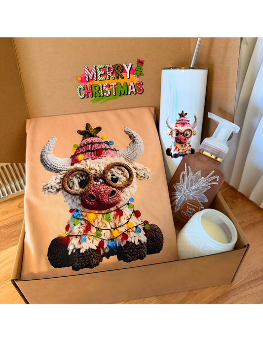 🎄 Highland Cow Holiday Gift Box – Festive Christmas Gift Set | Kintoir