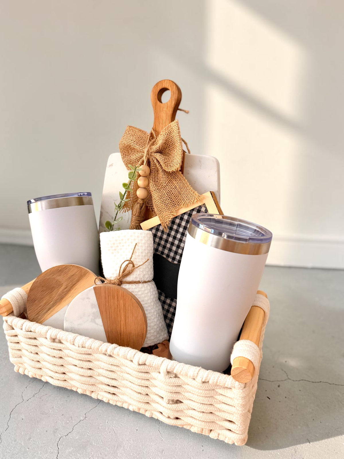 Ready-to-gift Realtor closing basket styled for client presentation