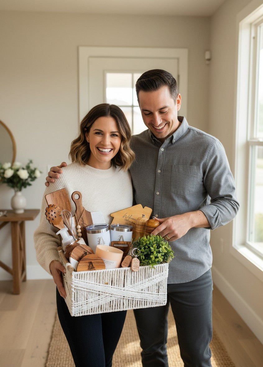 Welcome Home Luxe personalized Realtor closing gift basket by Kintoir
