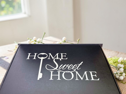 Made to Impress personalized client gift box contents including cutting board, coasters, keychains and thank-you note