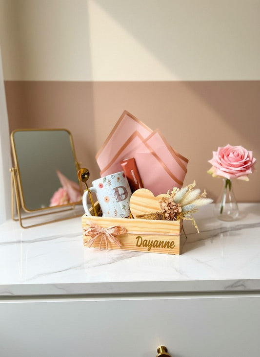 Blushing Bloom personalized coffee gift box in pink