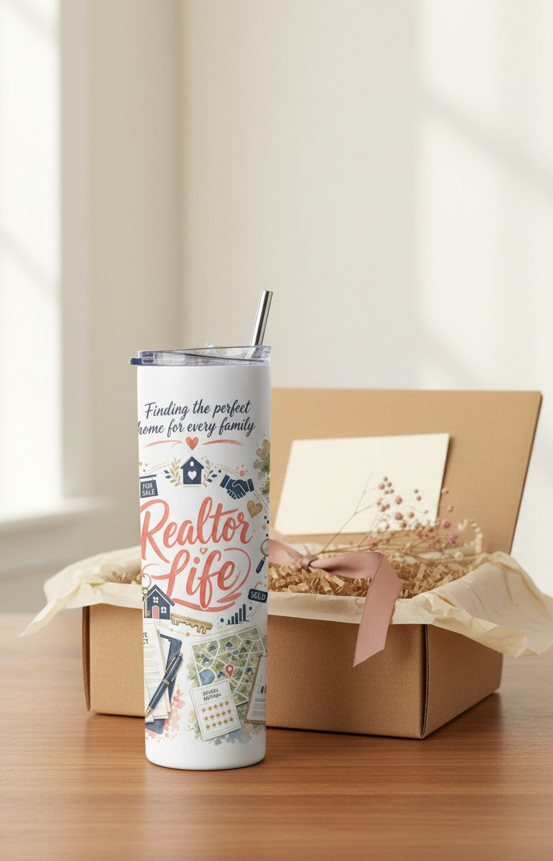 Home & Dreams stainless steel Realtor tumbler styled for office or everyday use | Kintoir