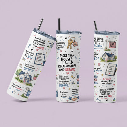 Full realtor-themed sublimation design on a 20 oz tumbler