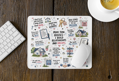 Life Is Good Real Estate mouse pad with keys, house and for-sale artwork